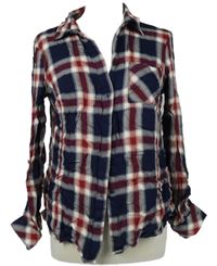 Dámska tmavomodro-červená kockovaná blúzka zn. F&F