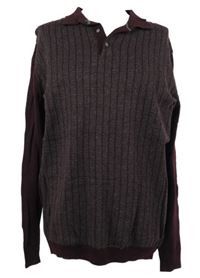 Pánsky vínový vzorovaný sveter s golierikom Next