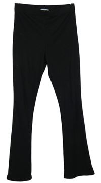 Dámské černé žebrované zvonové teplákové kalhoty Topshop 