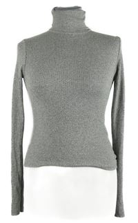 Dámsky sivý melírovaný ľahký crop sveter s rolákom FB Sister