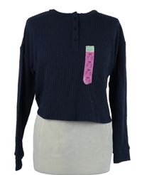 Dámské tmavomodré úpletové crop triko Primark 