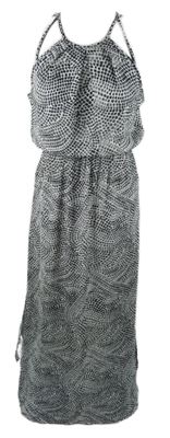 Dámské černo-šedé vzorované šifonové dlouhé šaty H&M