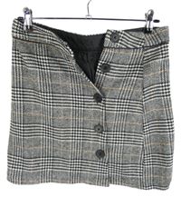 Dámksá čierno-biela kockovaná vlnená prepínaci sukňa Matalan