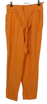 Dámske oranžové paperbag nohavice s opaskom River Island