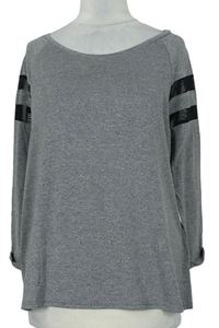 Dámske sivé melírované tričko s pruhmi H&M