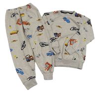 2set- béžová lehká mikina s Cars+ lehké tepláky