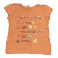 Oranžové tričko s nápismi a obrázkami H&M