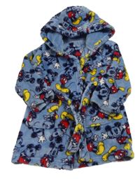Modrý chlupatý župan s Mickey Mousem a kapucí Disney
