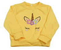 Žltá ľahká mikina s jednorožcom