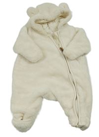 Smetanová chlupatá podšitá kombinéza s kapucí H&M