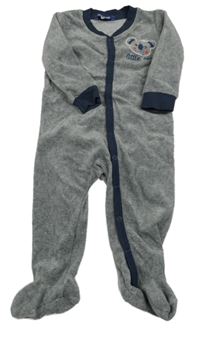 Sivo-tmavomodrý zamatový overal s koalou Lupilu