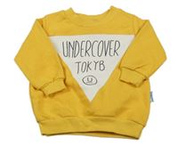 Žluto-bílá mikina s nápisem