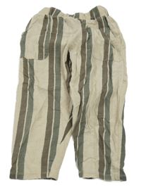 Béžovo-kaki-hnedé pruhované tepláky