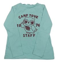 Svetlomodré tričko so sovou a nápisom H&M