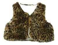 Hnedá kožušinová vesta s fľakmi