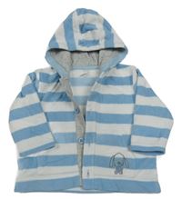 Modro-biela pruhovaná fleecová prepínaci mikina s psíkom a kapucňou Next