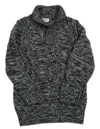 Čierno-sivo-biely melírovaný sveter Topolino