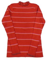 Červený pruhovaný rebrovaný sveter S. Oliver