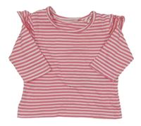 Růžovo-bílé pruhované triko s volánkem Ergee