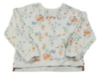 Bielo-farebná mikina s kvetinami a nápisom Next