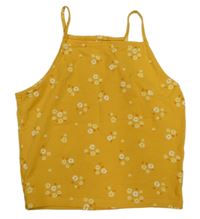 Žlutý crop top s květinami George