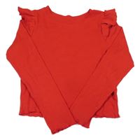 Červené rebrované crop tričko H&M