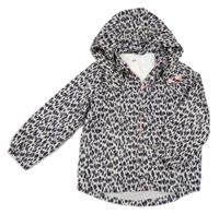 Černo-béžová vzorovaná šusťáková podzimní bunda s kapucí H&M