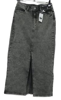 Nové - Dámska sivá dlhá púzdrová sukňa s rozparkem F&F