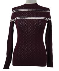 Dámský vínový vzorovaný lehký svetr se vzorem Miss Selfridge