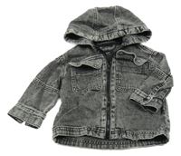 Čierno-biela melírovaná rifľová bunda s kapucňou Next