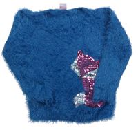 Modrý chlpatý sveter s líškou Kiki&Koko