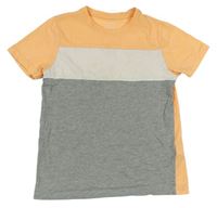 Neonově oranžovo-bílo-šedé tričko Primark