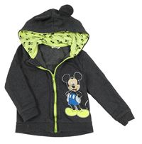 Tmavošedá propínací mikina s Mickeym a kapucí Disney