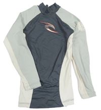 Tmavošedo-šedé UV triko s potiskem Ripcurl