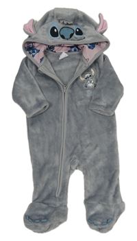 Šedá chlupatá kombinéza s kapucí - Stitch Disney
