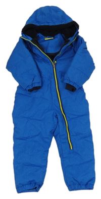 Modrá šušťáková zimná funkčná kombinéza s kapucňou Kiltec