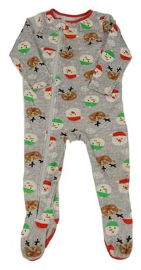 Sivý plyšový overal so sněhuláky zn. Dunnes