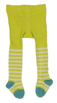 Žluté pruhované punčocháče s jablíčkem 