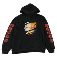 Černá mikina s potiskem a kapucí 