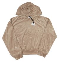 -Nové Svetloružová plyšová crop mikina s písmeny a kapucňou New Look
