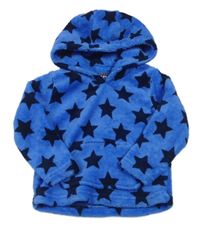 Modrá chlpatá mikina s hviezdičkami a kapucňou Rebel