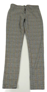 Sivo-čierno-žlté kockované tregíny so zipsom Primark