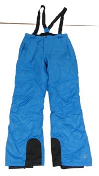 Modré šusťákové funkční oteplovačky s odepínacími kšandami Crivit