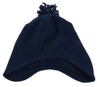 Tmavomodrá fleecová čapica s strapcemi Pocopiano