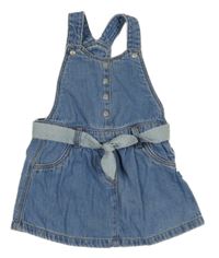 Modré rifľové na traké šaty s opaskom