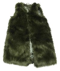 Tmavozelená podšitá kožušinová vesta Next