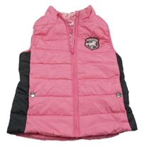 Růžovo-antracitová šusťáková zateplená jezdecká vesta s nášivkou 