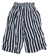 Tmavomodro-biele pruhované culottes nohavice Y.F.K.