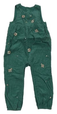 Zelený manšestrový kalhotový overal s kytičkami M&S