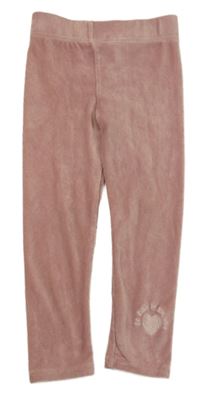 Svetloružové zamatové rebrované legíny so srdiečkom Pep&Co